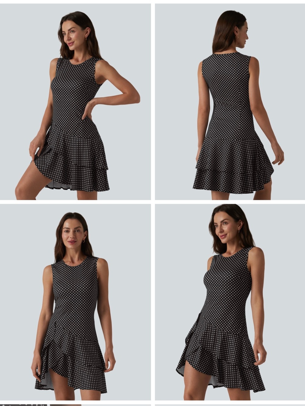 HALARA Black & White Polka Dot Ruffle Hem Mini Dress XS nwt